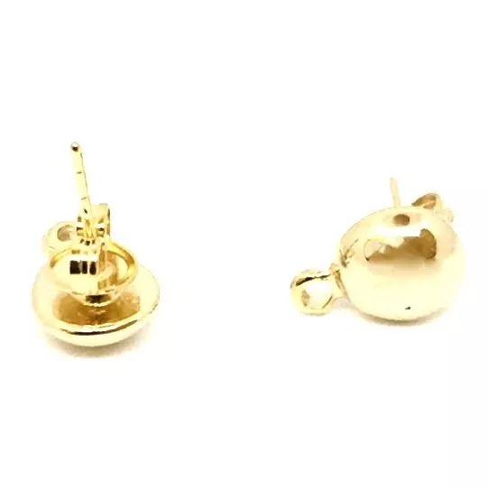 Boucles d'oreille à clous forme demi sphère ARGENT VIF 10MICRONS OU ARGENT ANTIQUE OU DORE - Or
