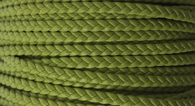 Cuir d'agneau tressé 3mm-qualité joallerie-NOUVELLES COULEURS - Vert pistache