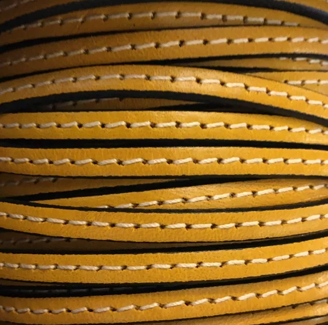 Cuir de veau cousu 5mm - moutarde