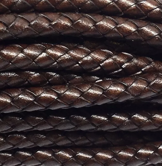 Cuir tressé 8mm pour homme - Marron foncé