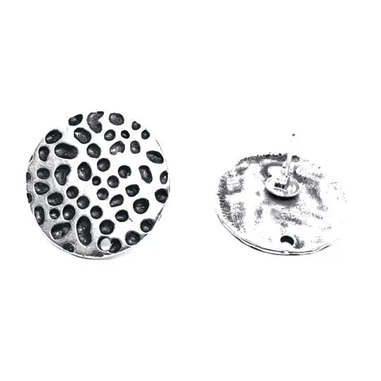 Boucles d'oreilles à clous avec plateau martelé - Argent