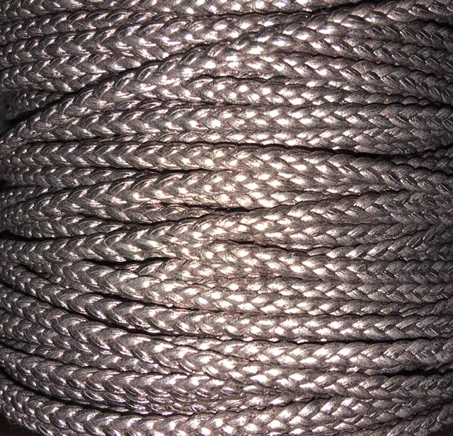Cuir d'agneau tressé 3mm-qualité joallerie-NOUVELLES COULEURS - Gris métallisé