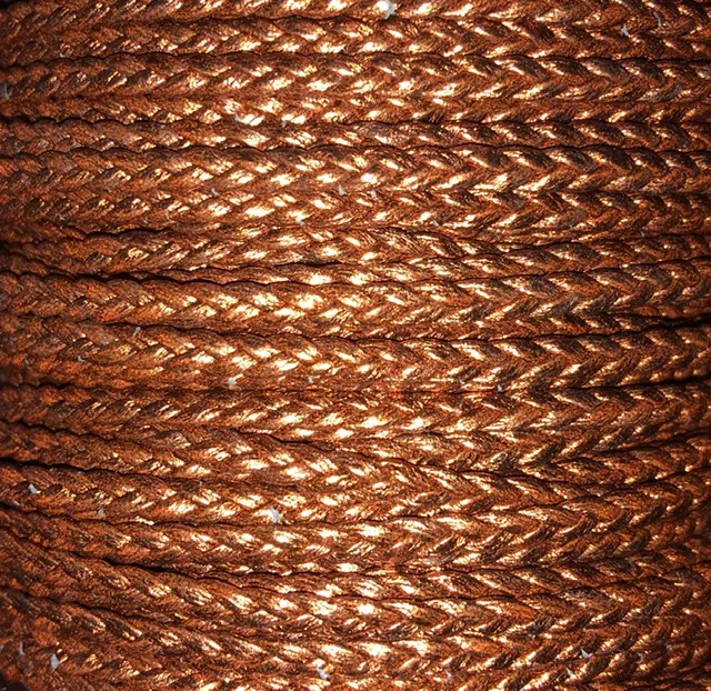 Cuir d'agneau tressé 3mm-qualité joallerie-NOUVELLES COULEURS - Cuivre métallisé