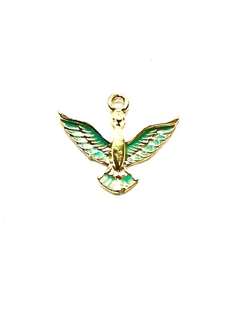 Pendant anka (oiseau phénix) émaillé 13x 18.6mm - Turquoise
