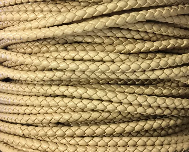 Cuir tressé rond 3-Qualité Joaillerie-nouvelles couleurs - crème