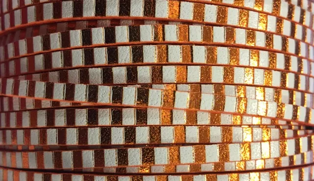 cuir de veau 3mm avec rayure - Orange métallisé