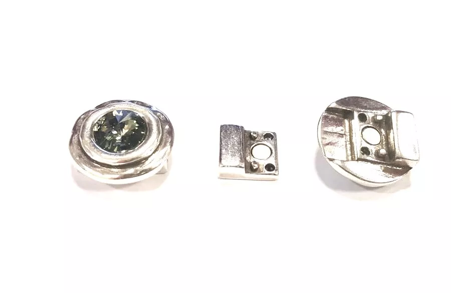 2 Fermoir aimantés avec Swarovski pour cuir 10mm - Gris