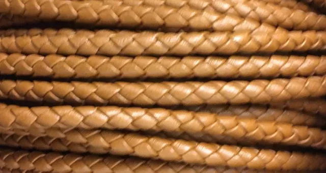 Cuir tressé rond 5mm pour HOMME - Camel