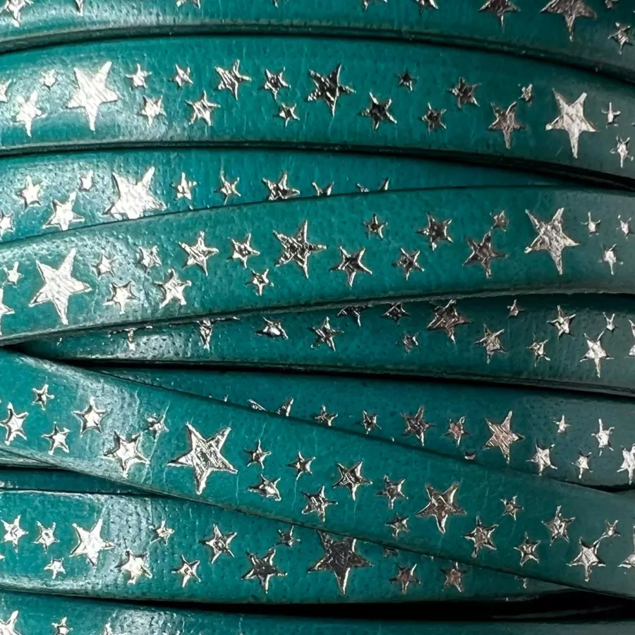 CUIR DE VEAU 8MM AVEC MOTIF ETOILE - Turquoise