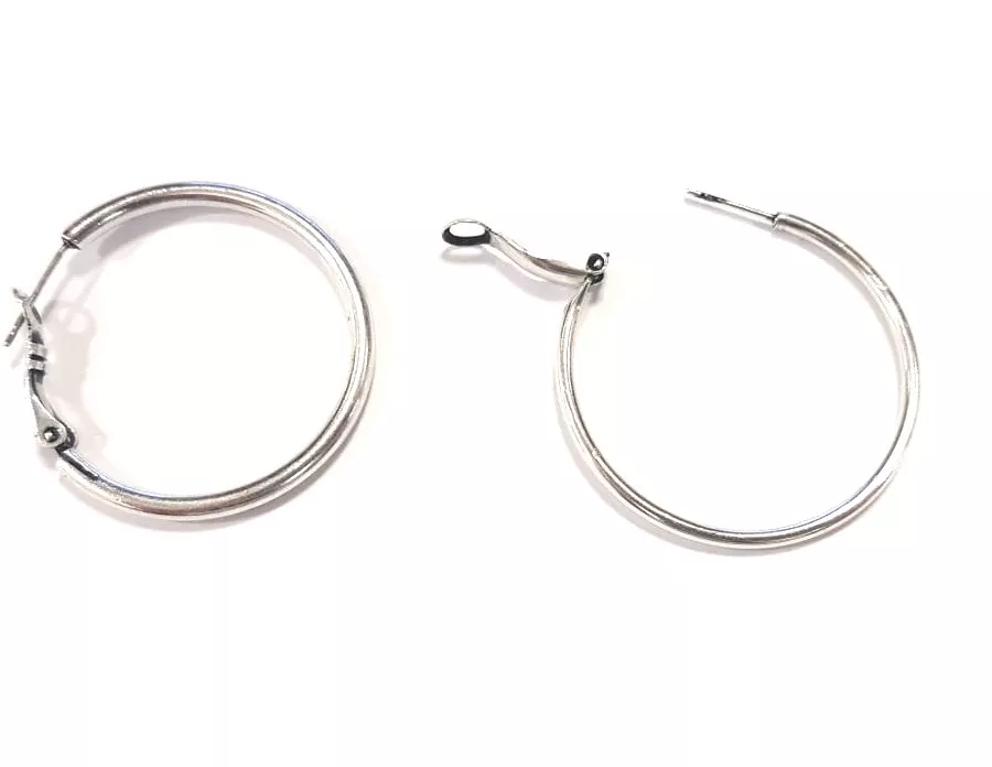 Boucles d'oreille créole en laiton plaqué argent ou doré - Argent antique