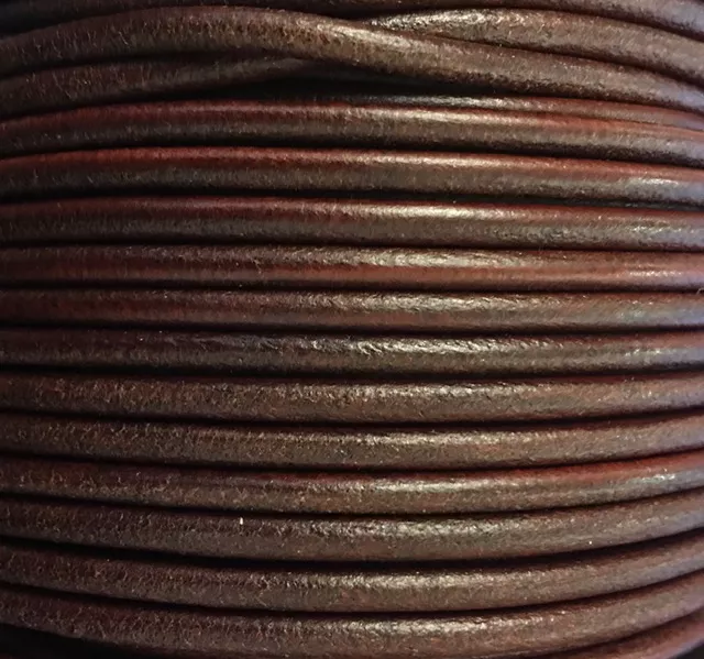 CUIR ROND 3mm - Marron moyen