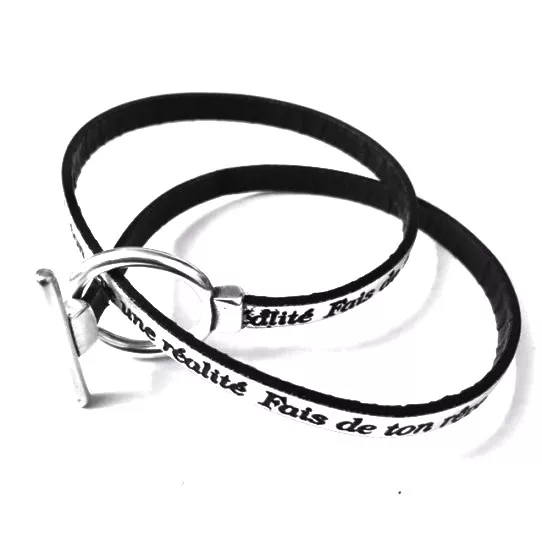 Fermoir T pour cuir plat 5mm - Argent antique