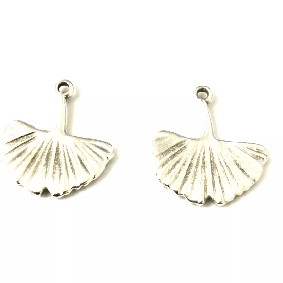 Pendant feuille de gingko  - Argent antique
