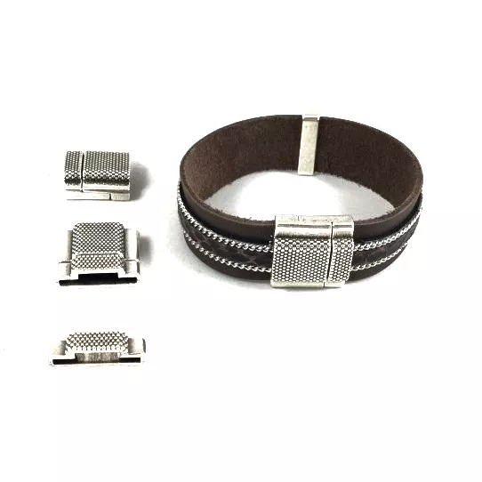 Fermoir aimanté 20mm pour double épaisseur - Argent antique