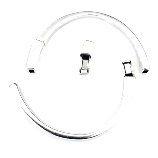 Fermoir aimanté demi jonc pour cuir plat 3mm - Argent antique