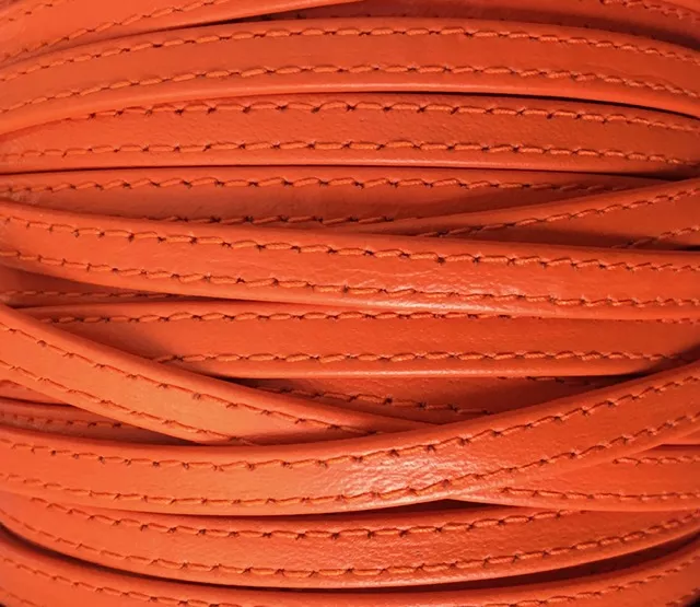 Cuir de chevre double couture 5mm souple  - Orange