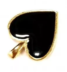 Pendant coeur émaillé double face en laiton - Noir