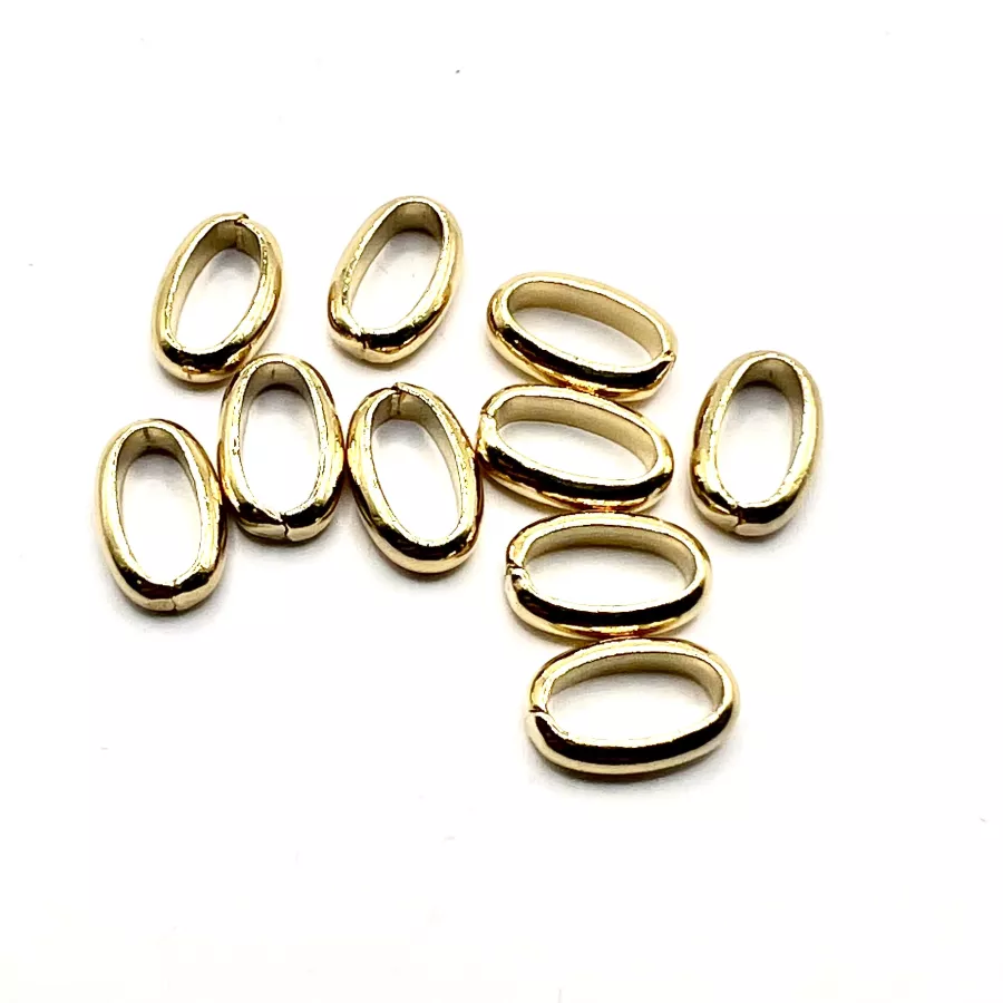 Anneaux de montage largeur 10 x 6 mm laiton plaque 10micron France  - Or