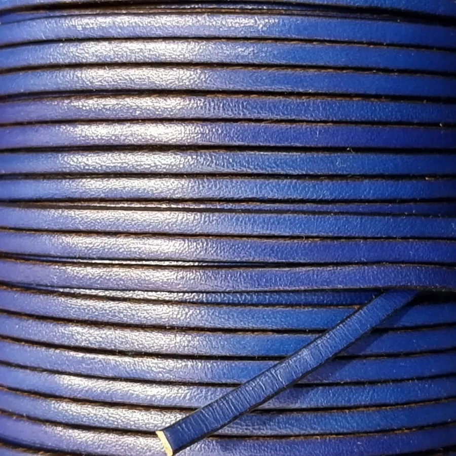 1m Cuir de veau 3mm plat-NOUVELLES COULEURS - Bleu éléctrique