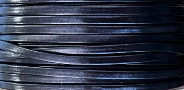 Cuir de chèvre 3mm doublé-NOUVELLES COULEURS - bleu marine metallisé