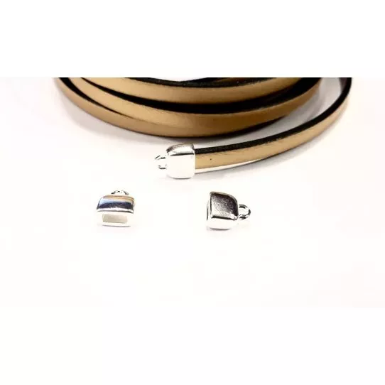 Embout pour cuir plat 5mm plaqués 10microns en FRANCE - argent vif