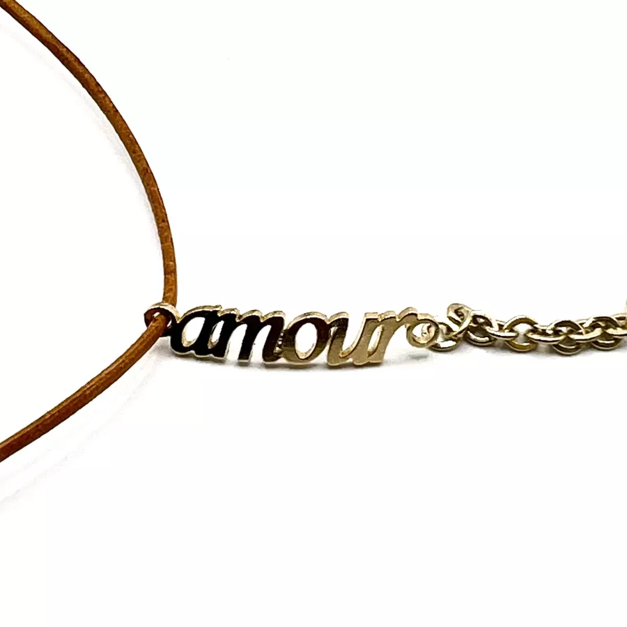 Intercalaire AMOUR en laiton 10microns argent vif FRANCE - Or