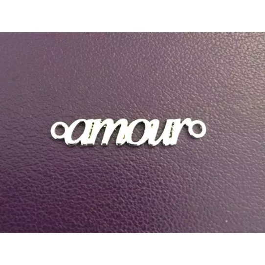 Intercalaire AMOUR en laiton 10microns argent vif FRANCE - Argent vif