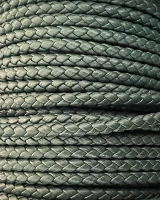 Cuir tressé rond 3-Qualité Joaillerie-nouvelles couleurs - Vert foncé