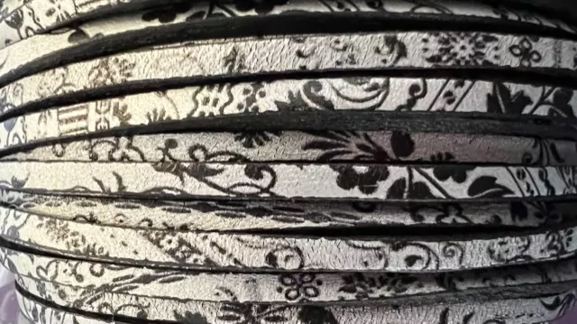 cuir de veau 3mm imprimé, NOUVEAUX MODELES  - Argent antique