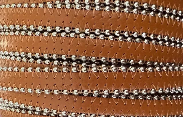 Cuir satiné ou non avec chaîne boule 10 mm-NOUVELLES COULEURS - Camel