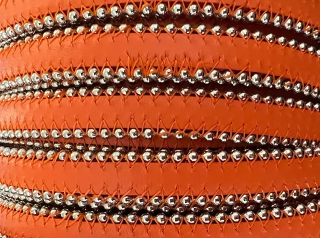 Cuir satiné ou non avec chaîne boule 10 mm-NOUVELLES COULEURS - Orange