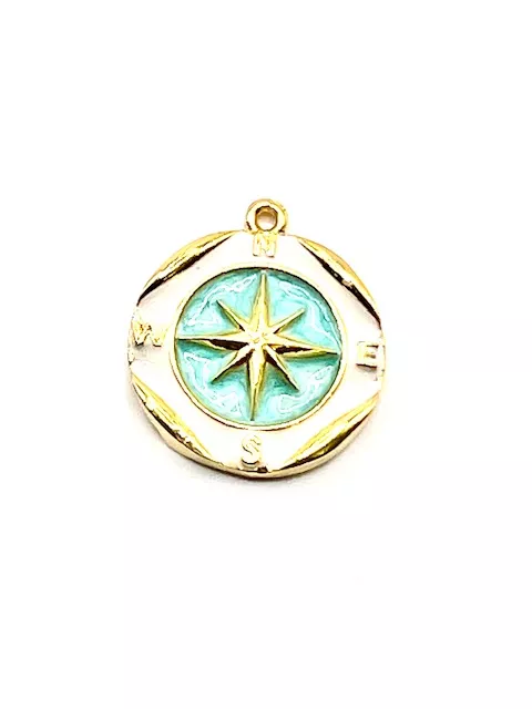 Pendant étoile du nord émaillé en laiton doré - Vert turquoise