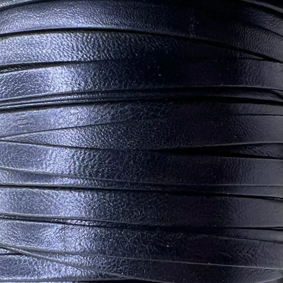 Cuir chèvre métallisé 5 mm_couleurs tendances automne-hiver - Bleu marine