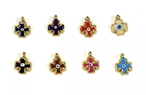 Petite croix de malte émaillée 7.8 x 7.8mm - Rose