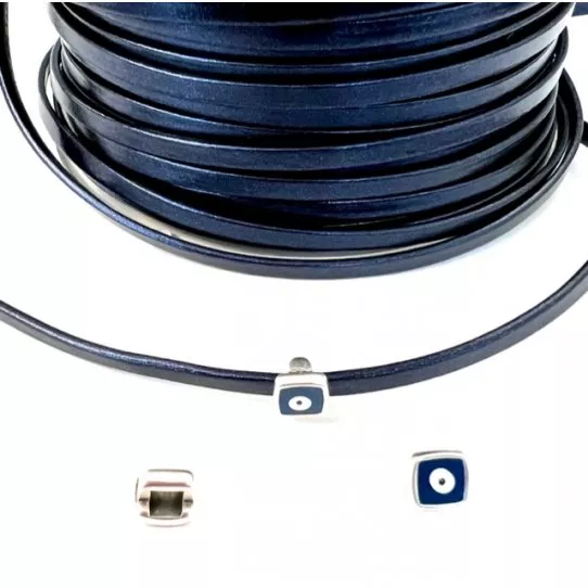 Passant mauvais œil bleu 3x2mm or ou argent  - Argent