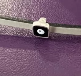 Passant mauvaise œil noir pour cuir 3mm - Argent