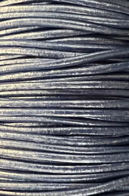 Cuir rond 2 mm couleurs pastel et métallisées - Bleu électrique métallisé