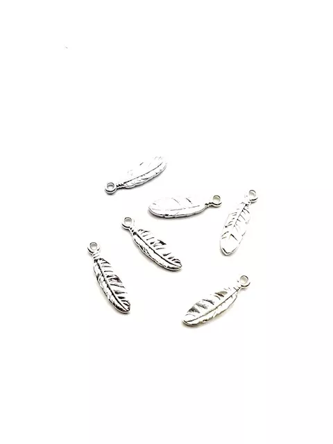 Toutes petites plumes argent vif , arg antique et doré 18.2x4.8mm - Argent vif