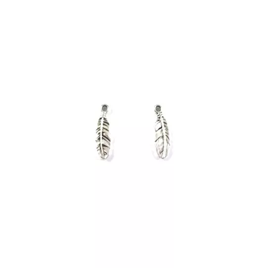 Toutes petites plumes argent vif , arg antique et doré 18.2x4.8mm - Argent antique