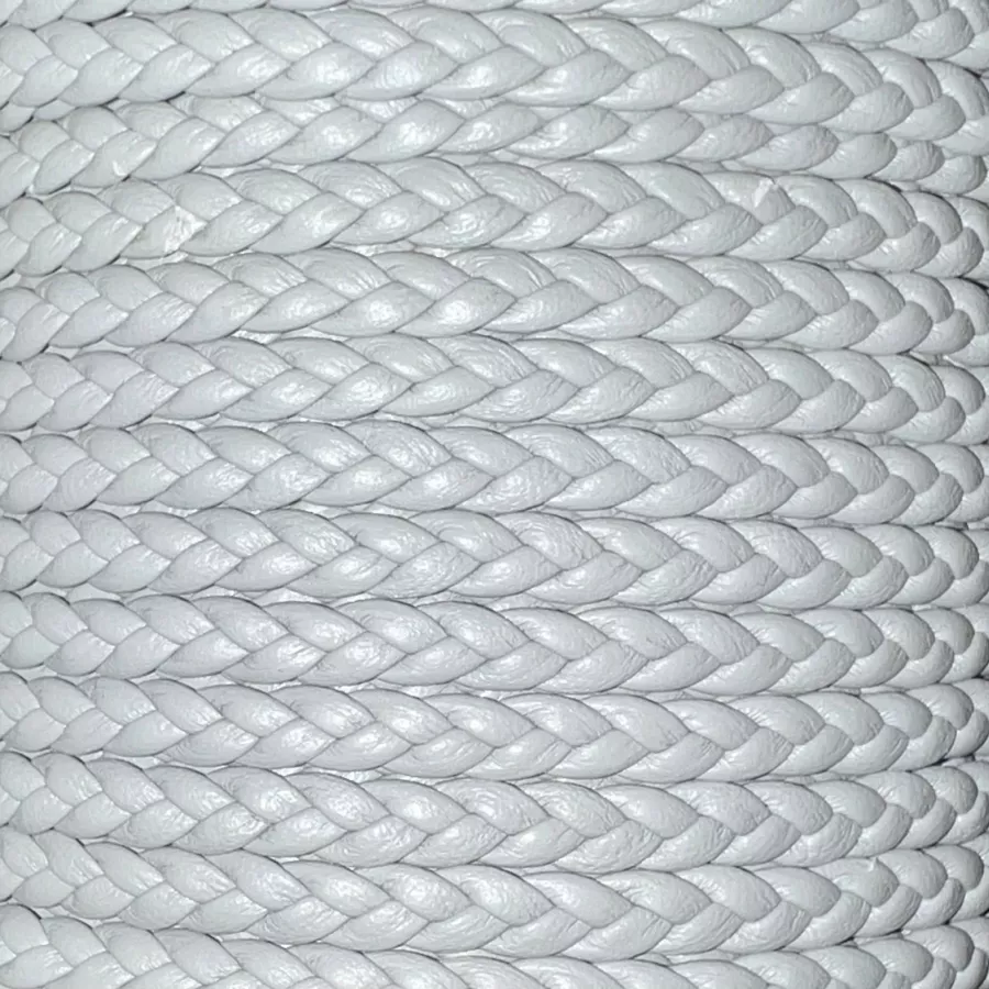 Cuir Tressé double face 4-5mm - Gris clair