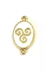 triskel en laiton doré émaillé 17.6x 9.6mm - Blanc