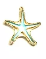 Etoile de mer en laiton doré émaillé - Turquoise