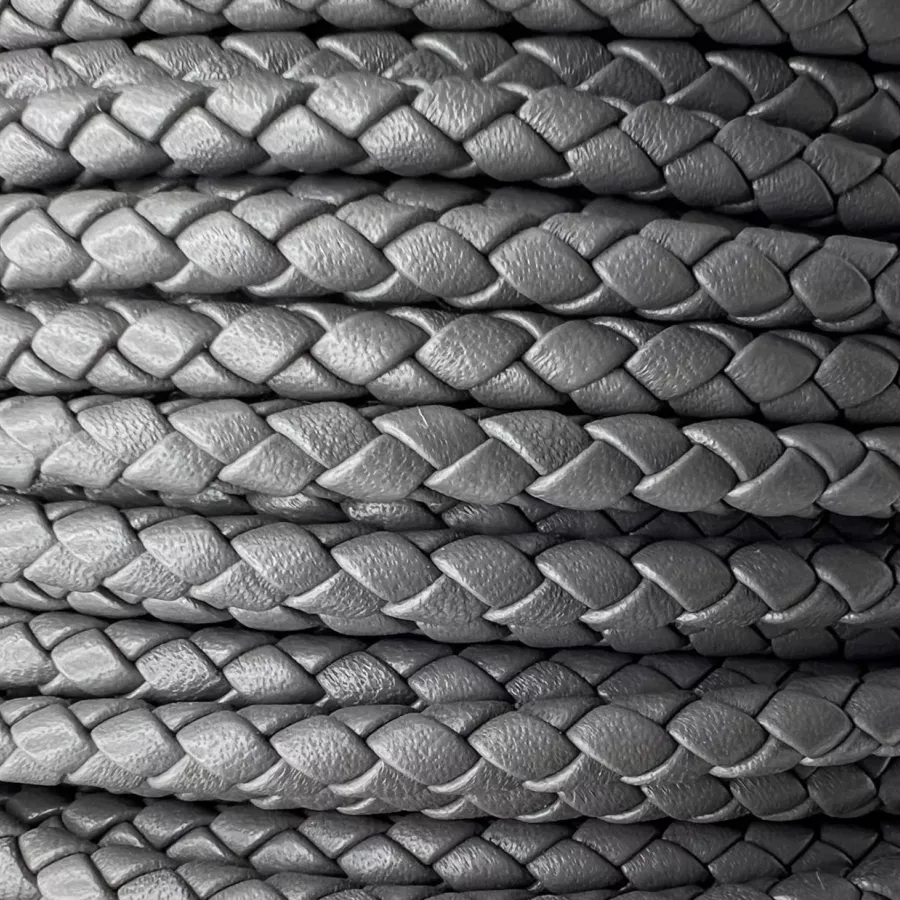 Cuir tressé rond 5mm pour HOMME - Gris foncé