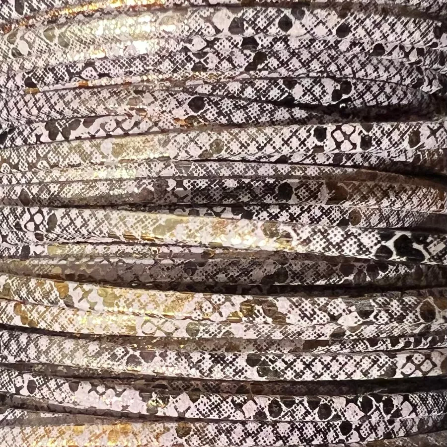 Cuir de chèvre 2mm  imprimé reflet doré et daim, NOUVELLE COULEUR - Rose Clair