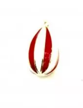 Pendant grand ballon émaillé en laiton doré à l'or fin 24 carat - Rouge