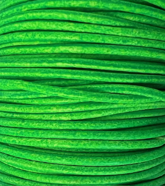 Cuir rond 2mm Fluo - Vert fluo