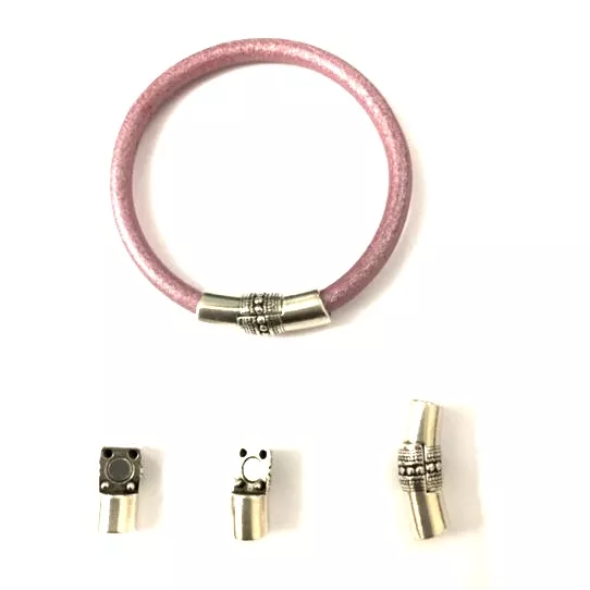 Fermoir aimanté pour cuir rond 5mm avec motif