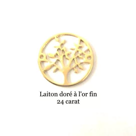 Intercalaire arbre de vie doré à l'or fin 24 carat