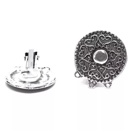 Boucles d'oreille à clips avec 3 anneaux pour breloques ou pendant