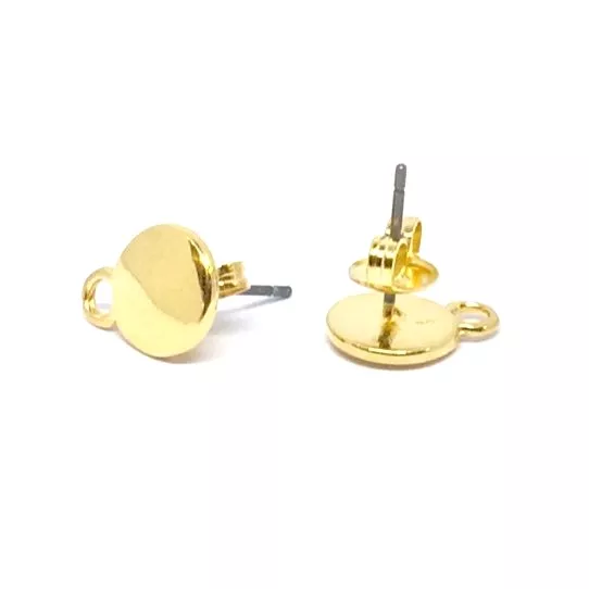 boucles d'oreilles à clous doré avec tige en titan